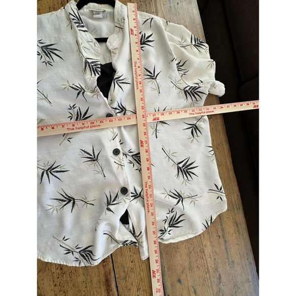 Vintage Sarah B Woman Womens Tan Blouse 2X short sleeve Rayon floral button up - Picture 9 of 9